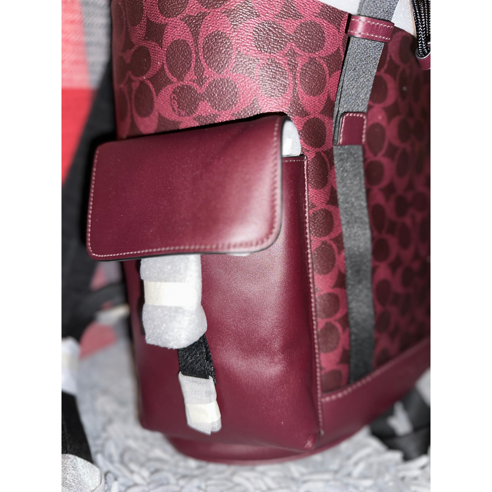 Coach Signature Leather Backpack in Red - Picture 2 of 8